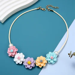 Vintage Resin Flower Pendant Statement Bib Necklace for Women Ethnic Choker Necklaces Fashion Jewelry Gifts