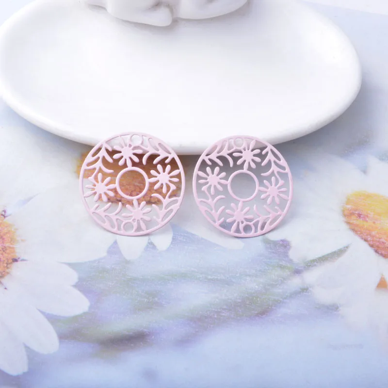 30 Stück AB8784 28*28mm Messing Bemalte Runde Anhänger DIY Schmuck Ohrring Zubehör – Detail 7