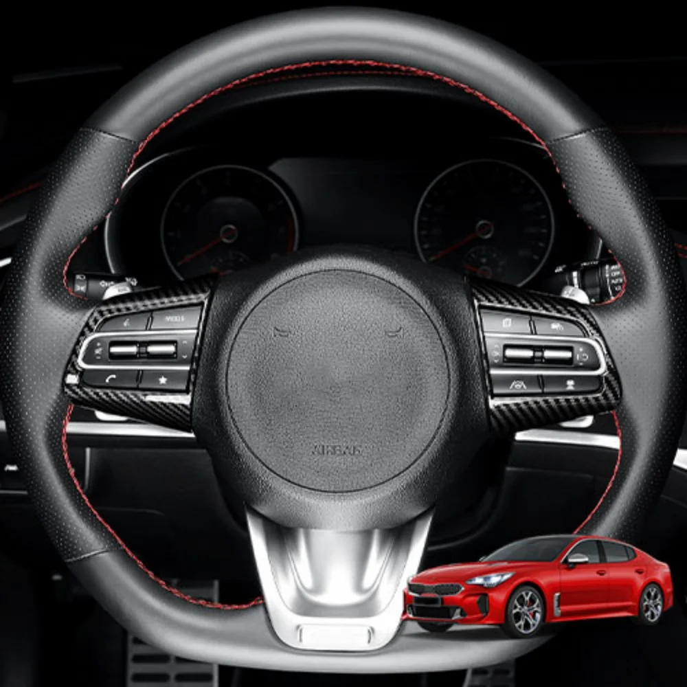 

2PCS Automobiles Interior Accessories ABS Material Car Steering Wheel Decorative Frame Covers For Kia Stinger 2018-2023 LHD/RHD