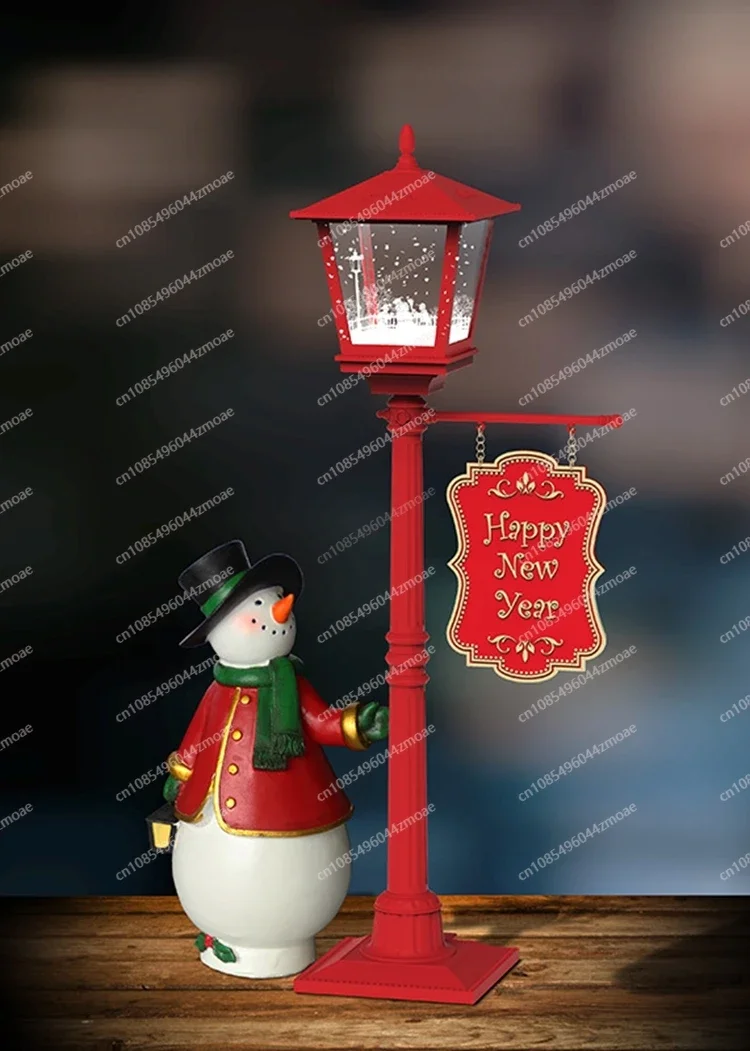 Red Santa Countertop Small Street Lamp Ornament Simulation Snow LED Luminous Festival Atmosphere Decoration Creativity