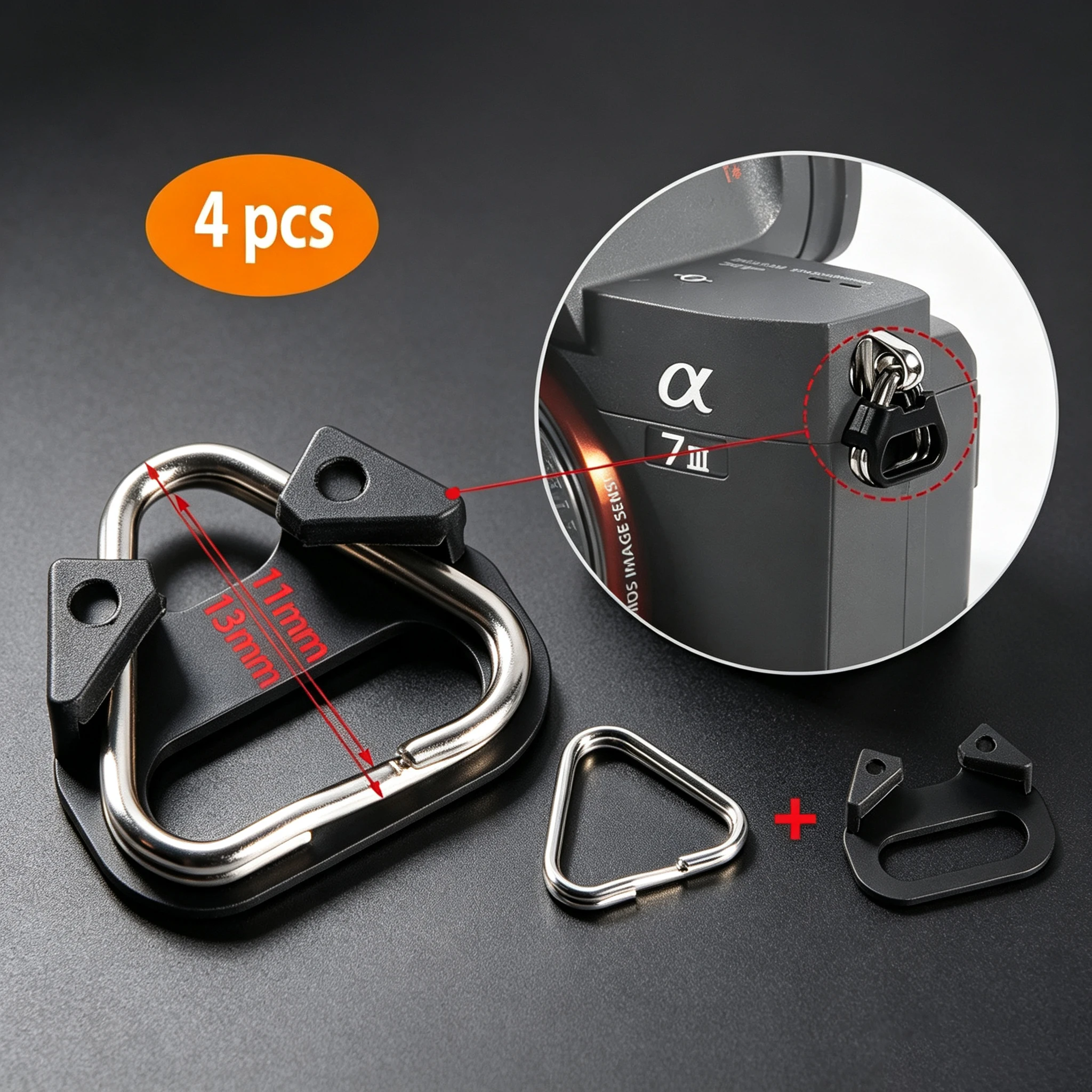 2026 Hot 4Pcs Belt Hook Triangle Split Ring Camera Strap Buckle Replacement for Fujifilm Olympus Pentax