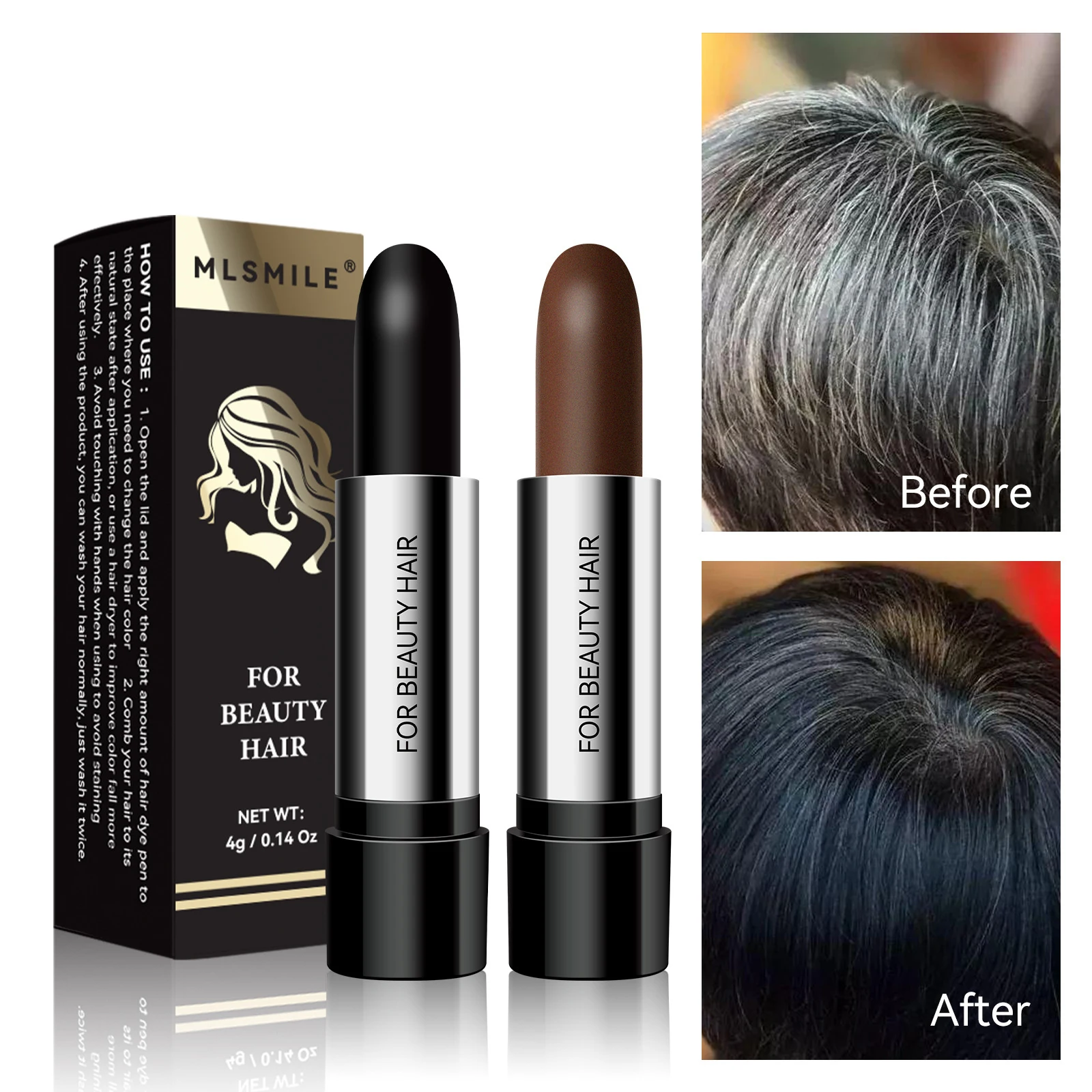 Barra de Color para el cabello, larga duración, tinte rápido, lavable, cubierta de alta saturación, lápiz labial para el cabello gris, lápiz para teñir el cabello desechable