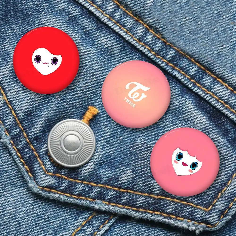 T-TwiceS 58mm Cute Anime Figure Icon Badge Handmade Tinplate Brooch For Backpack Clothes Chest Ornament Gifts