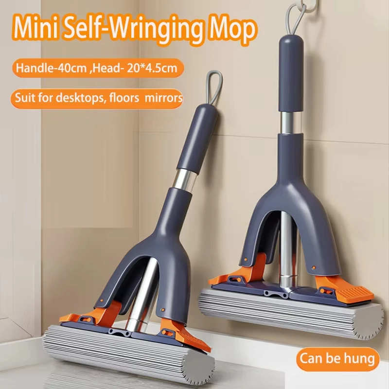 Mini Sponge Self Squeeze Mop Dry Wet Dual Use Hands-free cleaning Powerful Household Clean Tools for Bathroom Kitchen Desktop