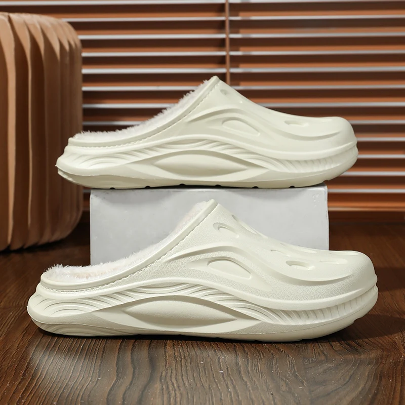 Autumn Winter Men's Warm Cotton Slippers Outdoor Indoor Plush Flats House Warm Shoes Fashion Male Home Bedroom Cotton Slippers