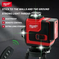 Milwaukee 4D 16 Linhas Viga Verde 360 °   Níveis de laser autonivelantes, ferramentas profissionais de nível a laser horizontal e vertical