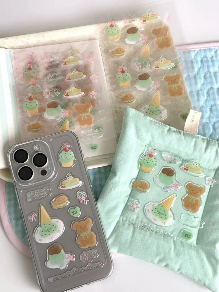 Kawaii Bear Elephant INS Jelly Stickers, Aesthetic Decor for Phone Case Computer Notebook