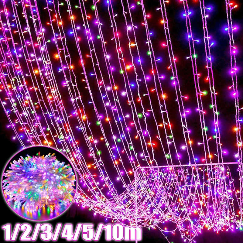 1-10M Outdoor LED String Lights Fairy Garland Lighting Strings Christmas Festival Home Party Decor Waterproof Landscape Lamps