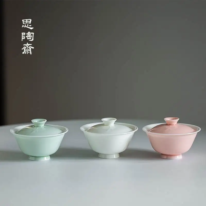 

Simple Pure Color Thin Porcelain Tea Bowl Home Use Ceramic Tea Set Gongfu Tea Brewing Bowl White Porcelain Tea Cup