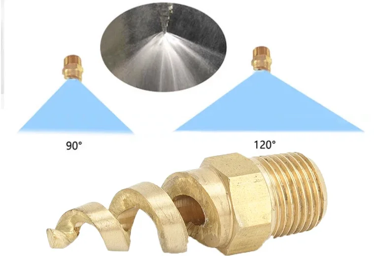 1/4 3/8 1/2 3/4 1inch Brass Spiral nozzle industrial dust removal humidification anti-blocking water mist  for Fire Control 120°