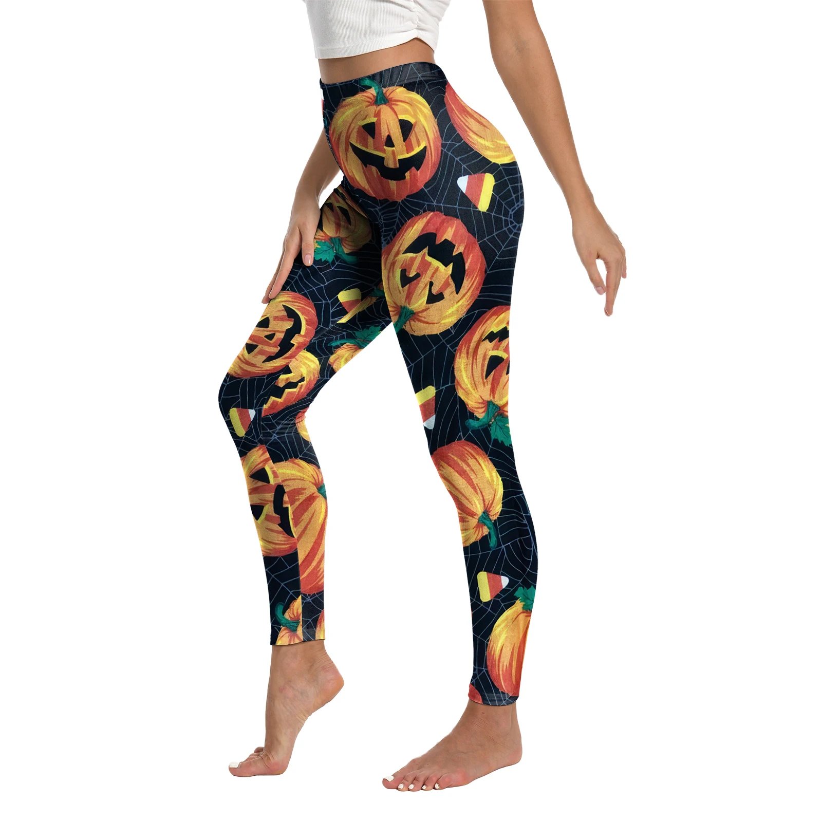 Halloween nouveau dames conception pantalons de Yoga femme taille haute Sexy Yoga élastique mince Fitness gymnase Sport entraînement citrouille femmes Leggings