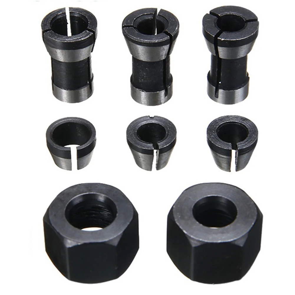 A44F-8Pcs عالية الدقة محول كوليت مجموعة 6 مللي متر/6.35 مللي متر/8 مللي متر كوليت تشاك النقش التشذيب آلة راوتر قاطعة المطحنة أداة