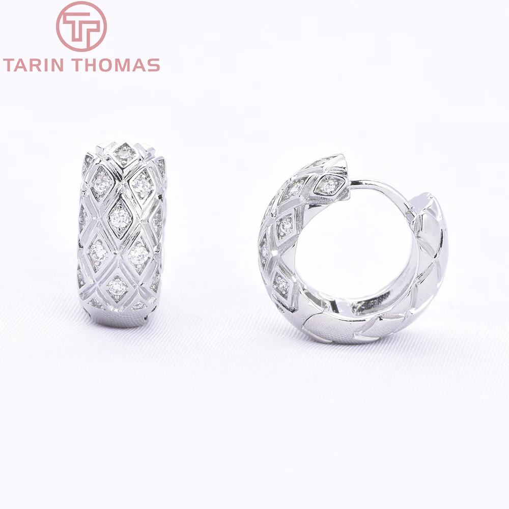 (9974) 2 قطعة 24K الذهب اللون النحاس مع الزركون الماس شبكة أقراط المشبك عالية الجودة DIY بها بنفسك صنع المجوهرات النتائج اكسسوارات #4