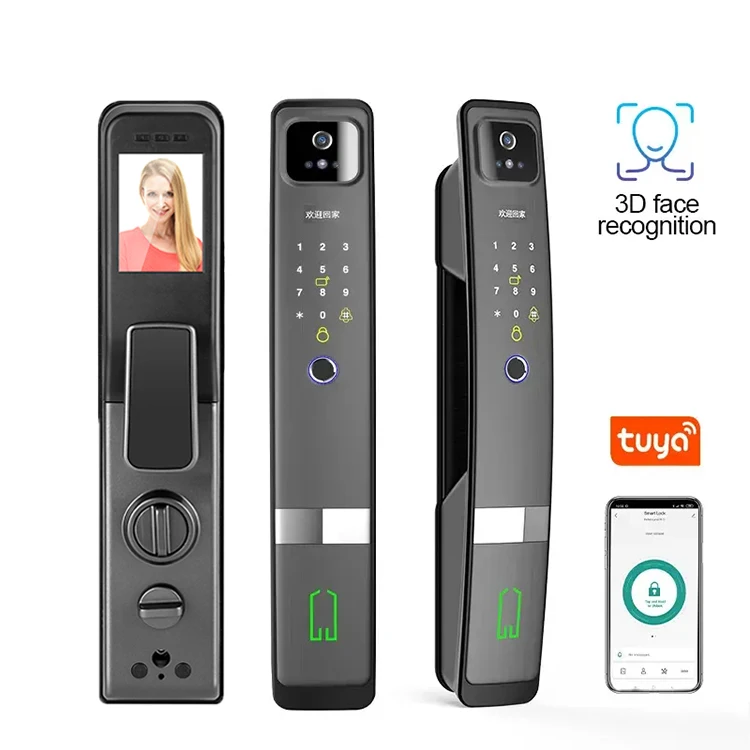 High End Tuya 3D Face Recognition Smart Door Lock Video Voice with  and Eye Scanner