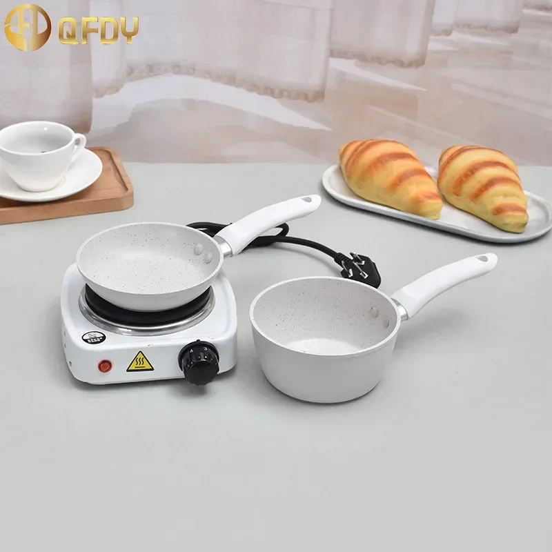 Baby food pot set, frying pan, mini flat bottomed pan, electric ceramic stove, milk pot, detachable frying pan, small milk pot