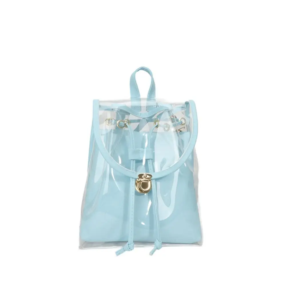 Zaino versatile per laptop in PVC Zaino scolastico dolce e trasparente Borsa da campeggio impermeabile di grande capacità per esterni