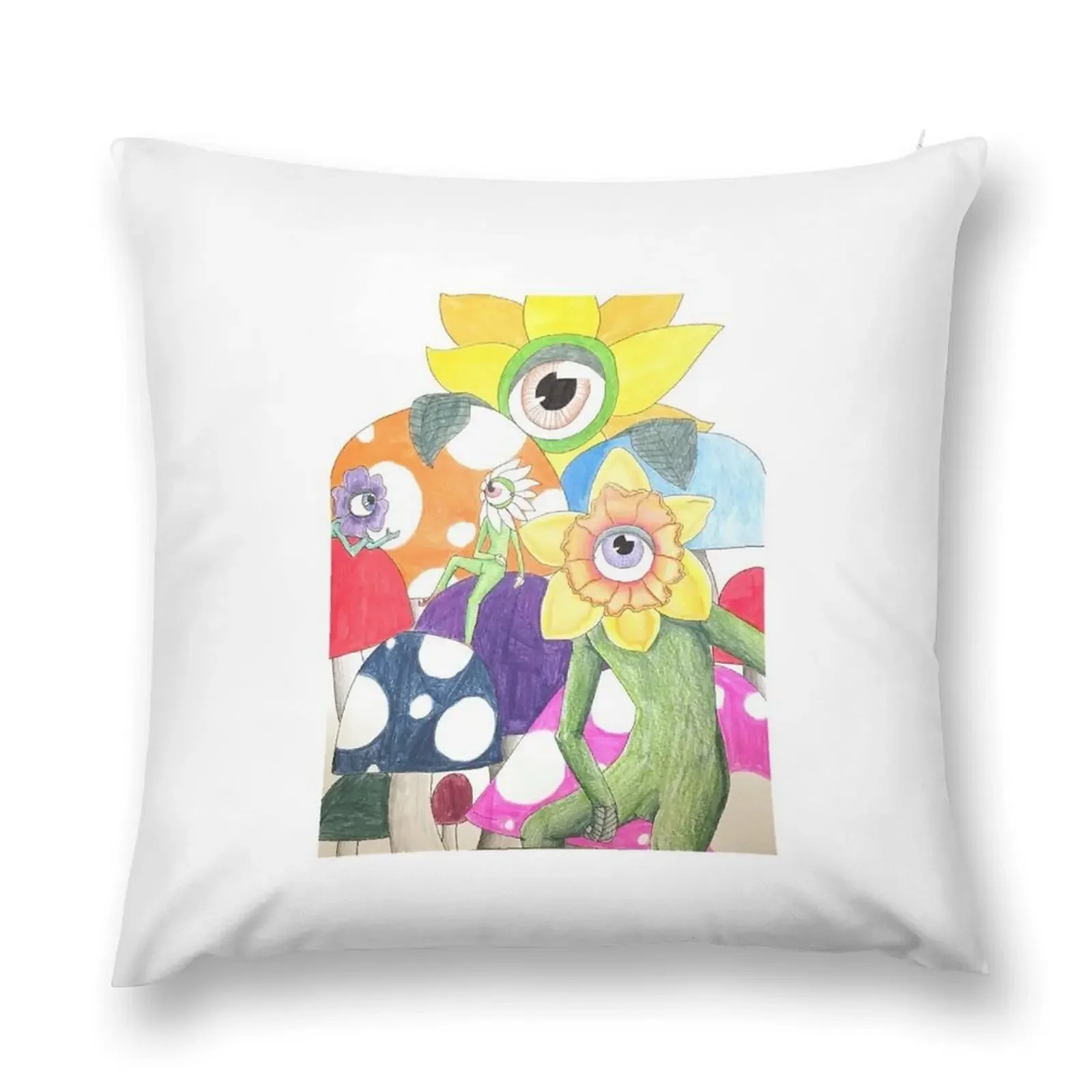 

Flower Friends Throw Pillow Cushion Child Cushion Cover Luxury luxury decor Couch Pillows pillow