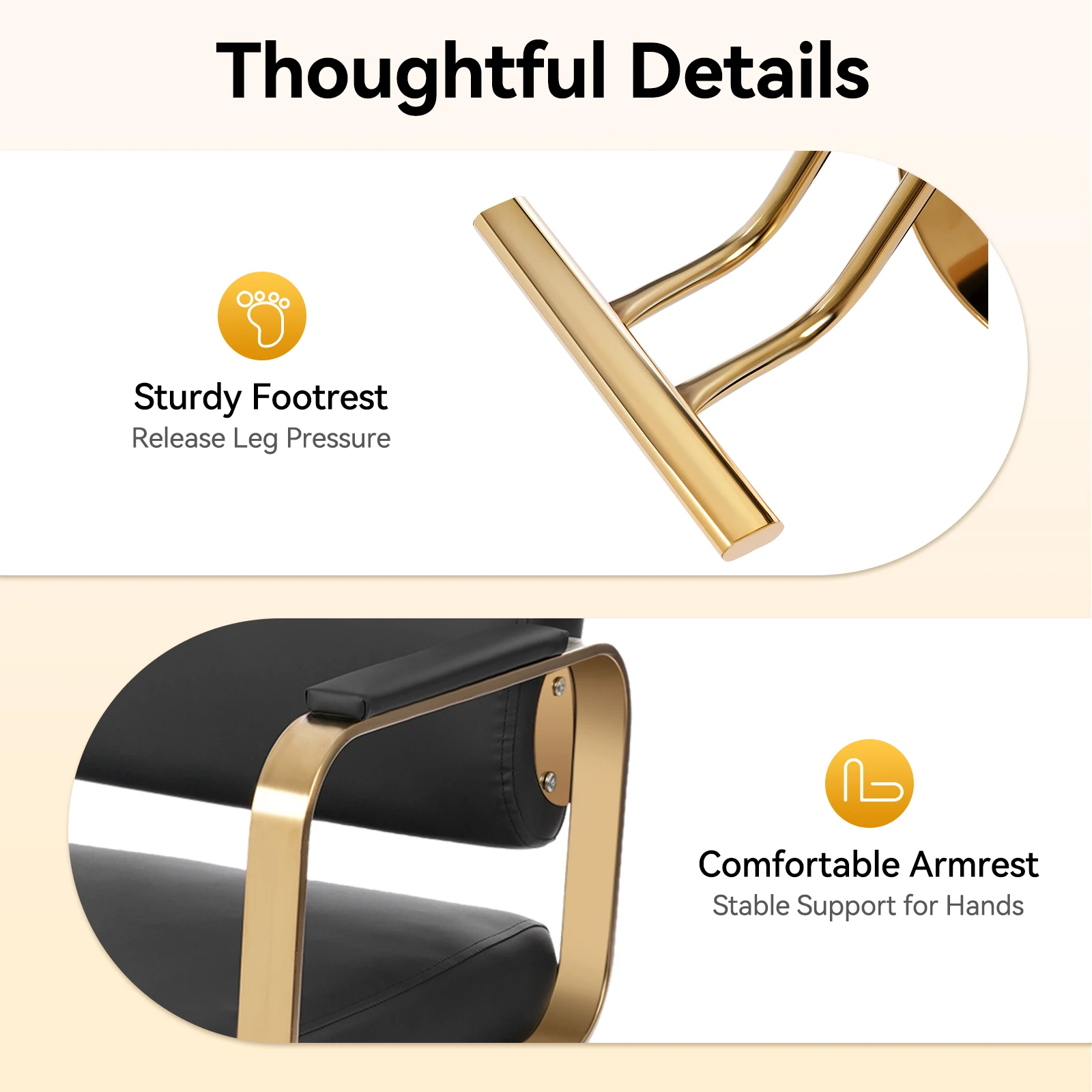 كراسي مصفف لصالون سبا، 360 ° كرسي حلاقة قابل للدوران، كرسي صالون متين بسعة تحمل 440 رطلاً #5