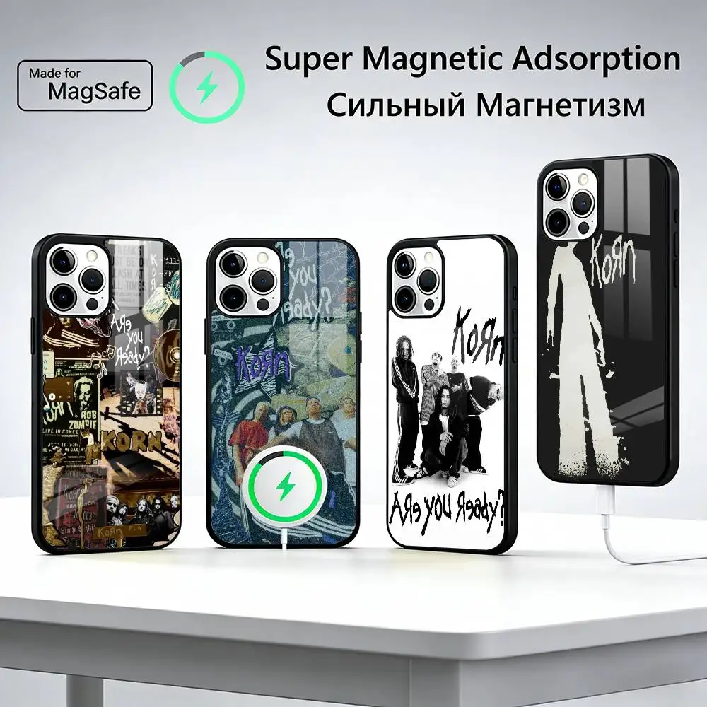 

Чехол для телефона K-Korn Hot Rock Band для iPhone 17, 16, 15, 14, 13, 12, 11 Plus, Pro, магнитный, с беспроводной зарядкой MagSafe