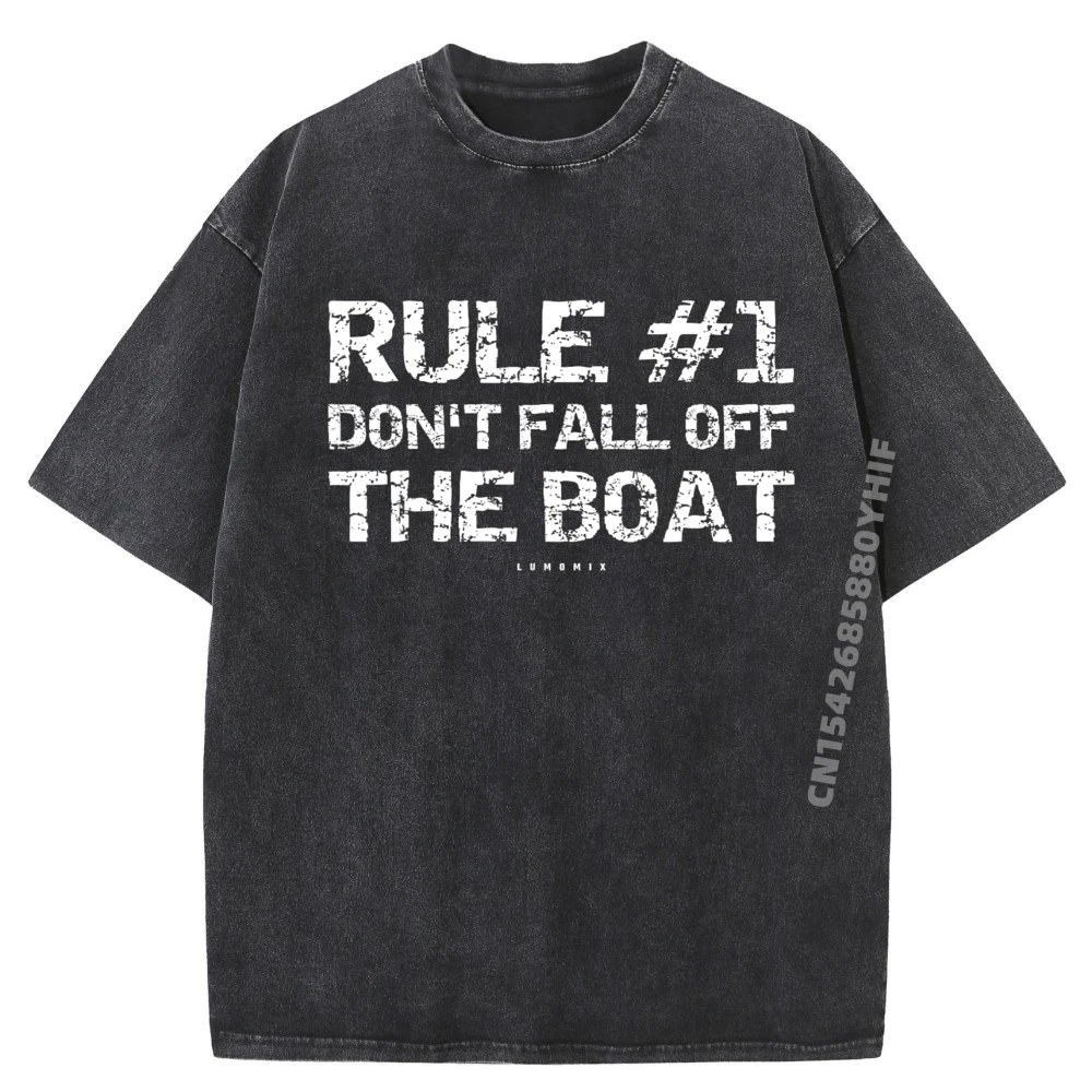 

Funny Cruise Shirts Rule #1 Don't Fall Off The Boat Shirt Shirts Men Graphic Men's Clothes Minimalist Washed Shirt