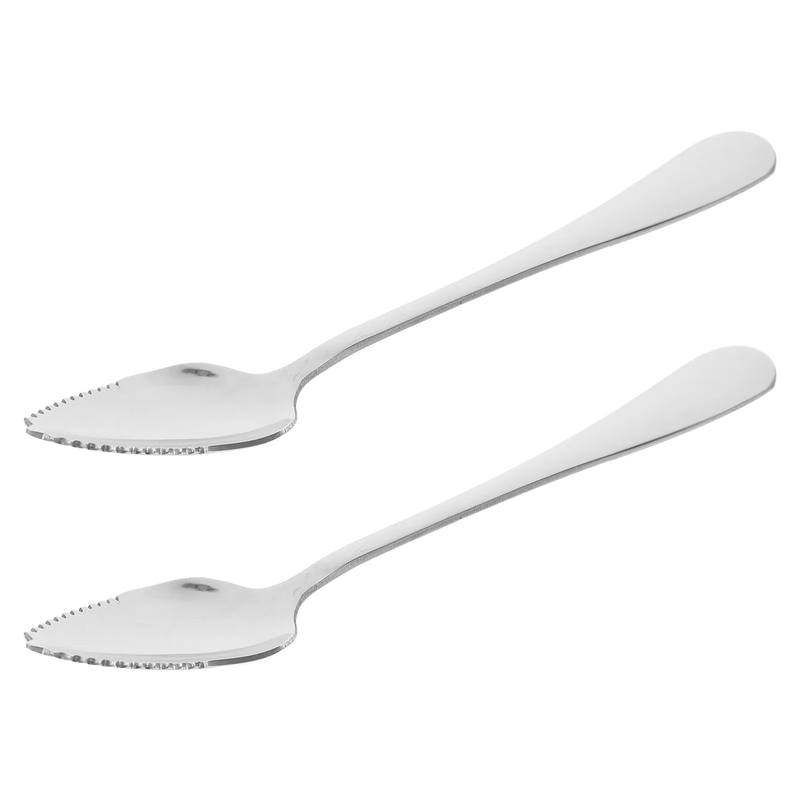2Pcs Stainless Steel Fruit Dessert Spoons Serrated Edge Grapefruit Scoops Multiuse Kitchen Utensil for Cheese Fruit Ice Cream