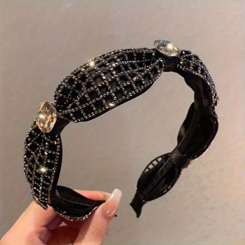 

Обруч для волос со стразами, украшенная кристаллами, повязка на голову, элегантный роскошный стиль для женщин, гламурные аксессуары для волос для свадебной вечеринки