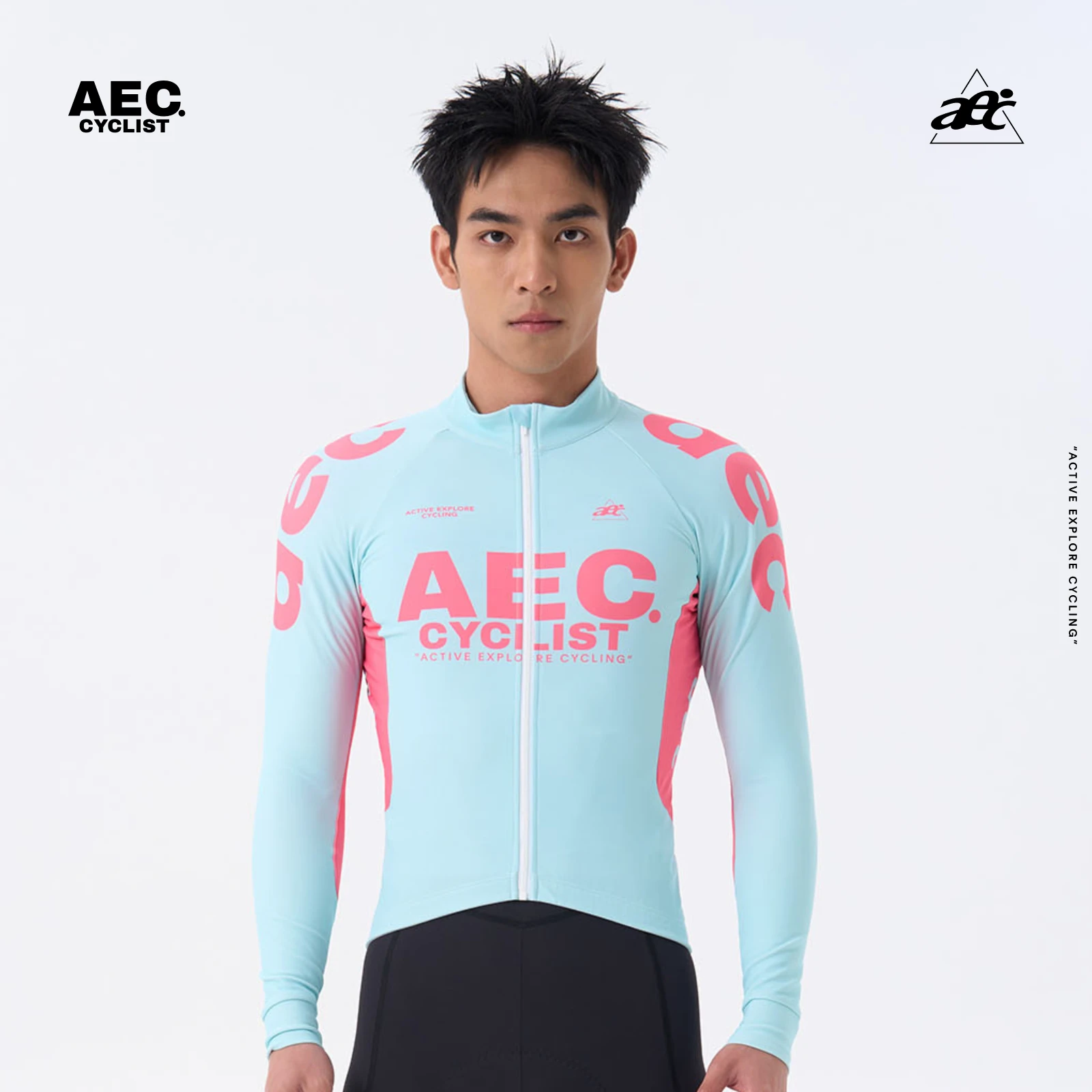 

AEC Men's Fleece Cycling Jersey Winter Theraml Bicycle Jackets Long Sleeve YKK Zipper Road Bike Tops MTB Clothing YICAI Series