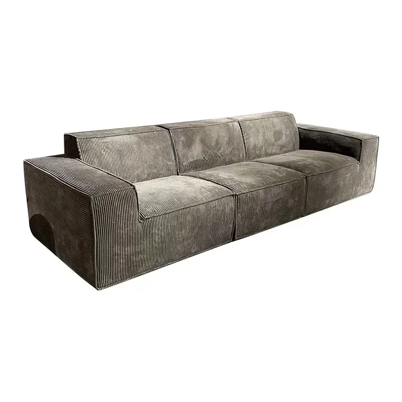 Fabric Vacuum Compressed Corduroy Sofa, Tofu Block Sofa Combination Full Sponge Shaped Straight Sofa, High Resilience Sponge image 6