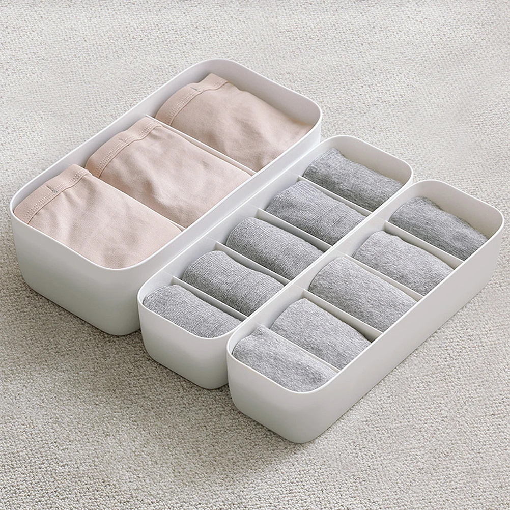 

3 Pcs Compartment Storage Box PP 5 Compartments Socks Underwear Bras Leggings Organizer Household Panties Container