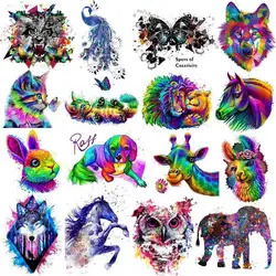 Heat Transfer Patch for Clothing, Thermal Stickers, Punk Animal Series, Tiger, Horse, Cat Iron on Transfers, DIY