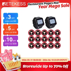 RETEKESS Narghilè Sistema di chiamata per cameriere wireless Cercapersone ristorante T128 Ricevitore orologio T117 Pulsante di chiamata Servizio clienti per il bar
