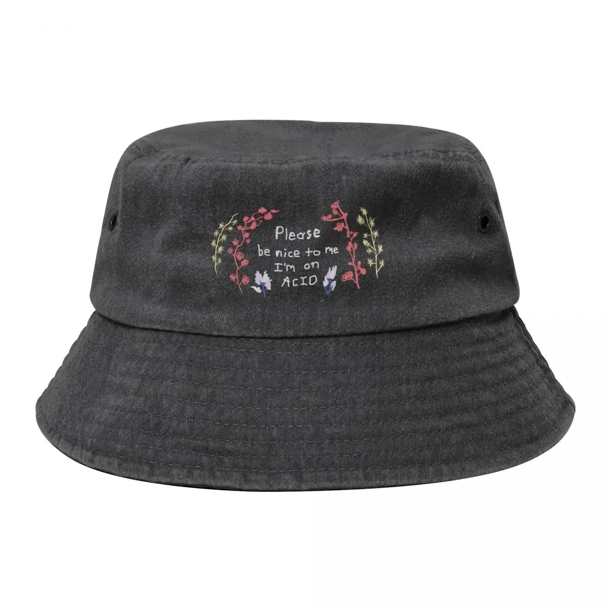 Please Be Nice to me I'm on Acid Bucket Hat Wild Ball Hat Vintage Trucker Cap Caps For Men Women's