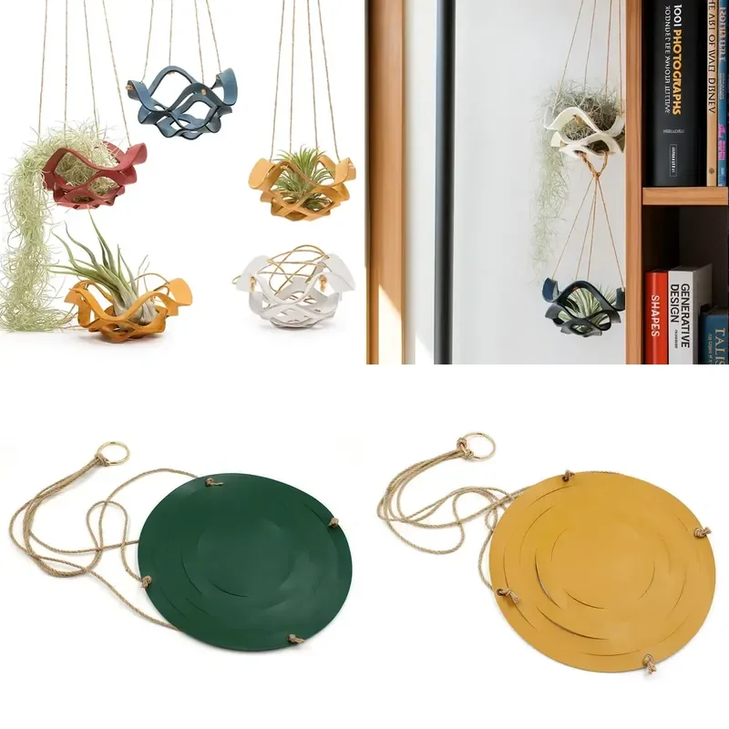 Custom Polyurethane Leather Hanging Basket Simple Indoor Outdoor Plant Hanger with Flower Pot Rack Home Decoration