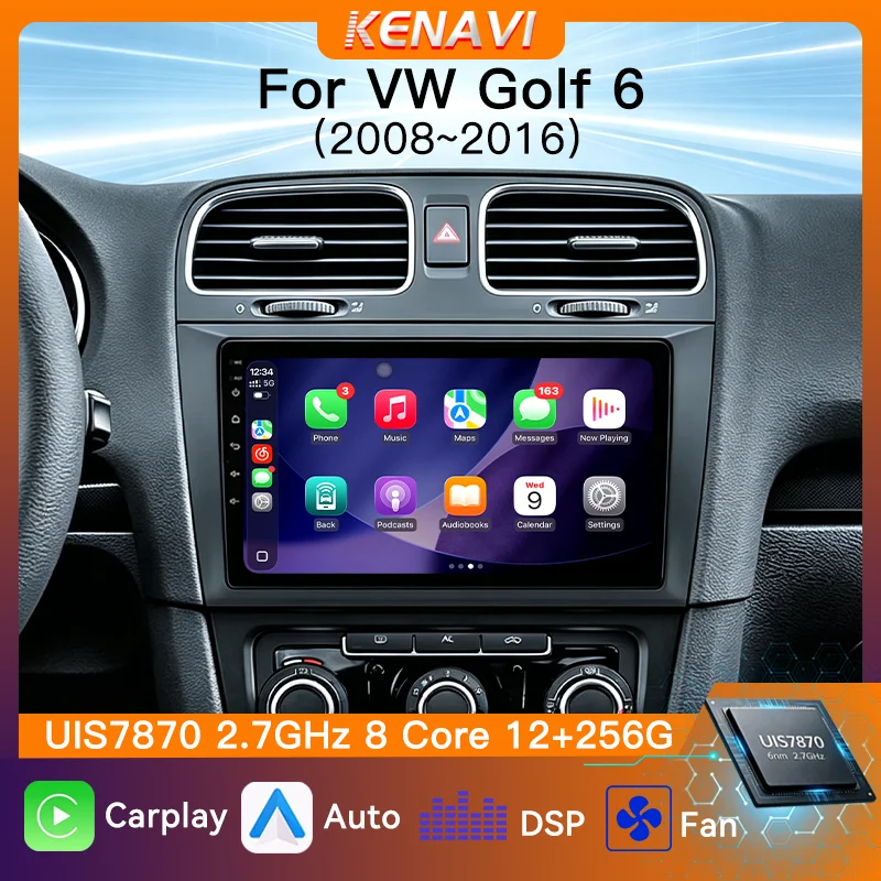 UIS7870 Car Stereo Radio Wireless Carplay Android Auto For VW Golf 6 2008‑2016 GPS Center Multimedia Player AM FM RDS Head Unit