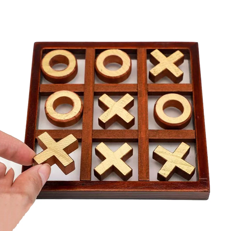 Jogo de tabuleiro de madeira tic tac toe, quebra-cabeça, brinquedos para festa, diversão familiar, entretenimento, pai, criança, interação, xadrez, melhores presentes