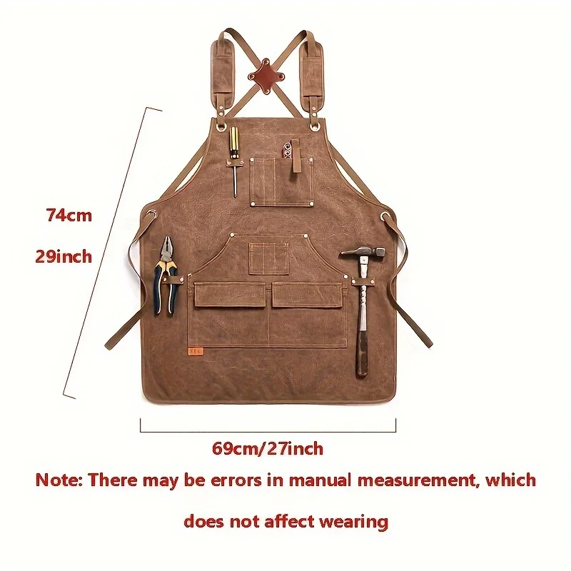 Woodworking Apron, Heavy Duty Waxed Canvas Working Tool Apron with 9 Pockets, Adjustable Strap Aprons for Women, Men