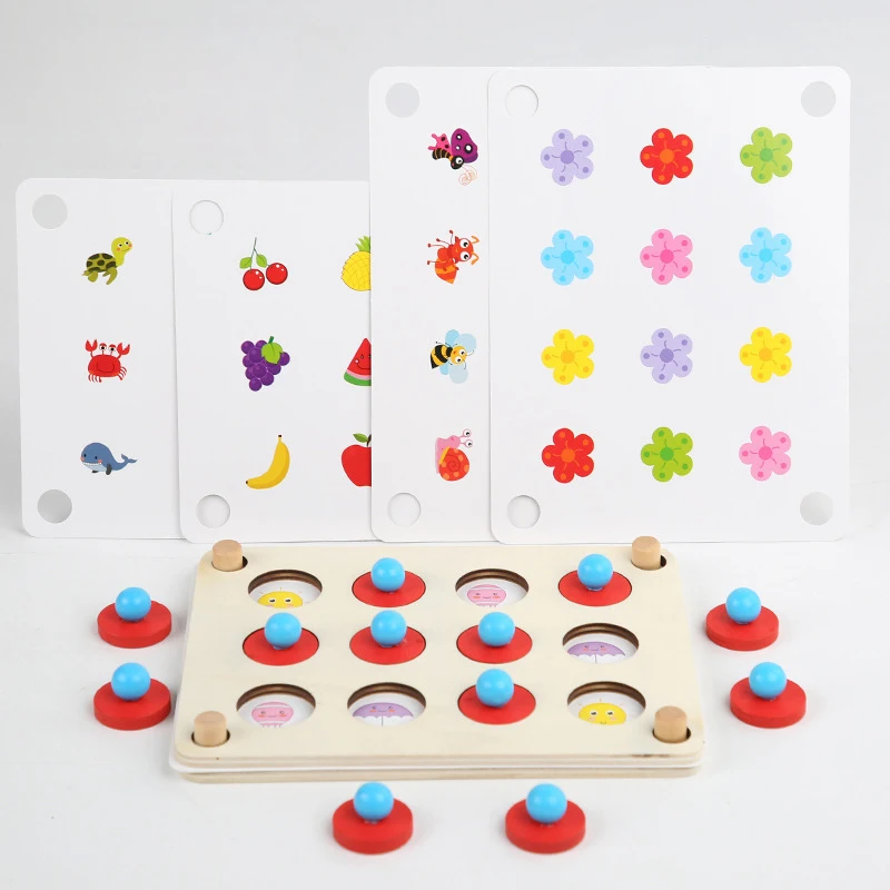 가족 기억력 체스 세트 - 40개의 양면 카드가 포함된 재미있는 집중력 게임, 부모-자녀 시간을 위한 몬테소리 학습 장난감