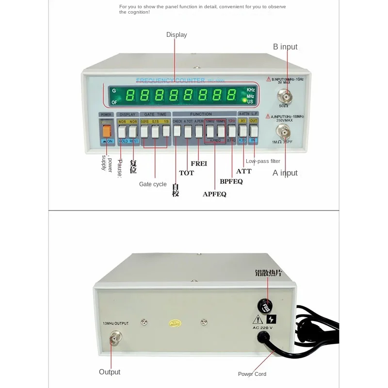 High-resolution frequency counter TFC-2700L multi-function high-precision frequency counter 8 LED display instrument 10HZ-2.7GHZ