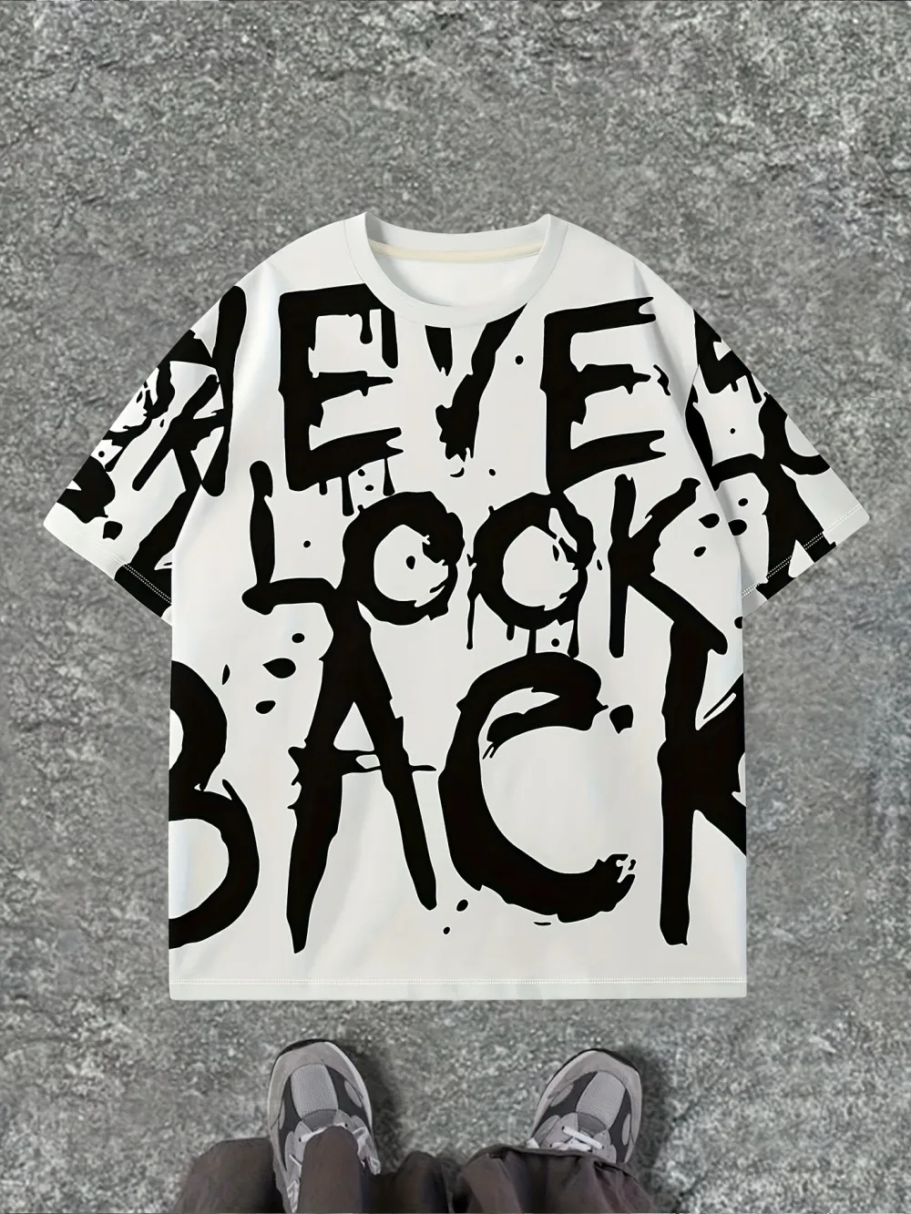 American men's trendy summer personalized letter graffiti print comfortable and breathable round neck T-shirt outdoor street top