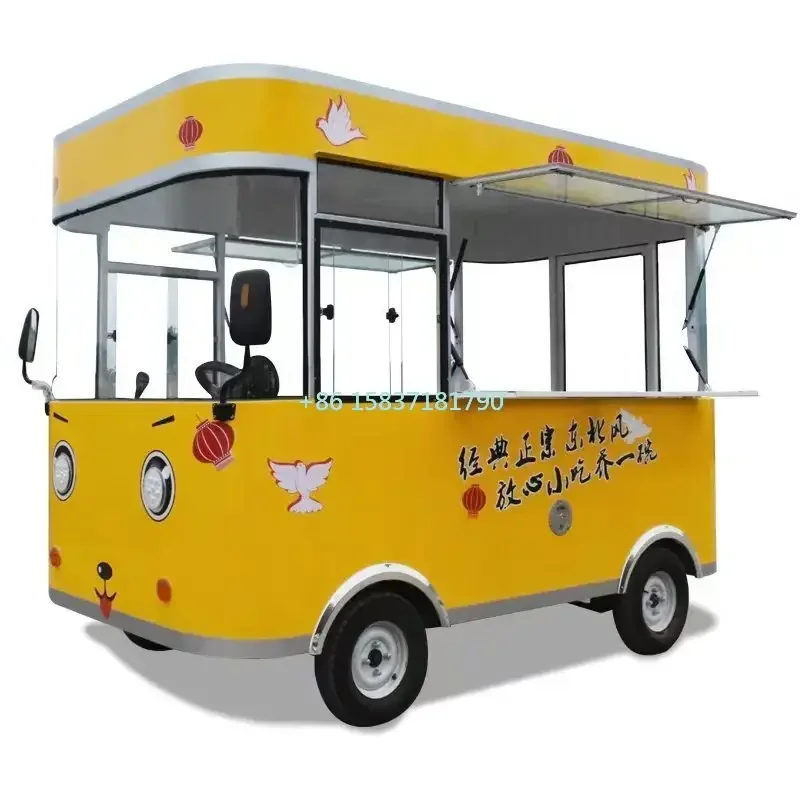 Fully Enclosed Dining Car Mobile Snack Cart High Quality Electric Three-wheel Mobile Dining Car Food Truck Sale Fast Food for US