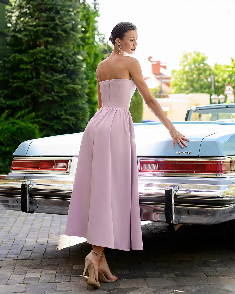 ง่ายชุดราตรี Strapless A-Line ที่กําหนดเองชาความยาวชุดแต่งงาน Vestido De Noche Gala พรหมชุด