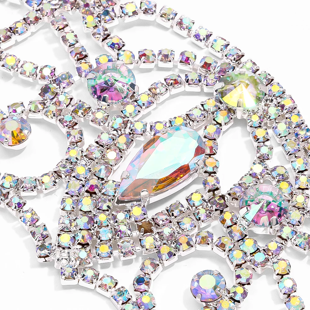 Stonefans AB Color Hollow Arm Bracelet Water Drop Hand Decoration Elegant Jewelry Rhinestone Bangle Chain Belly Dance for Women