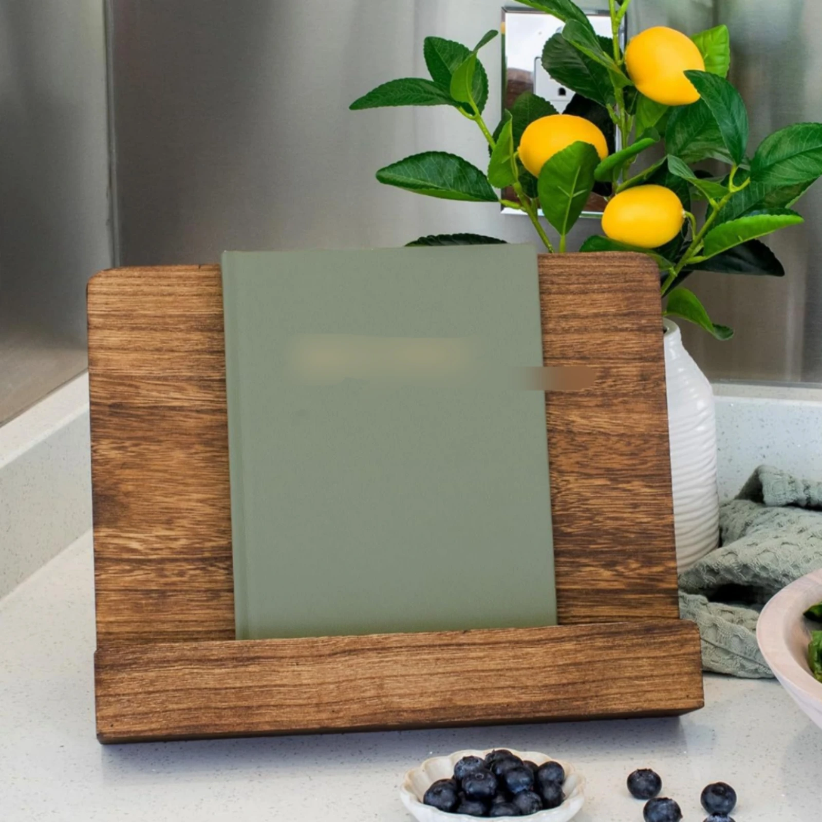 Wooden Book Stand Freestanding Desktop Book Stand Desk Easel Foldable Holder Compact for Readers, Tabletop, Kitchen Counter