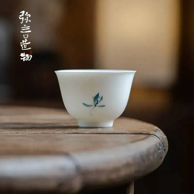 Hand-painted Orchid Tea Cup, Handmade White Porcelain Master Cup, Household Tea Cup Kung Fu Teacup Tea Чайная чашка