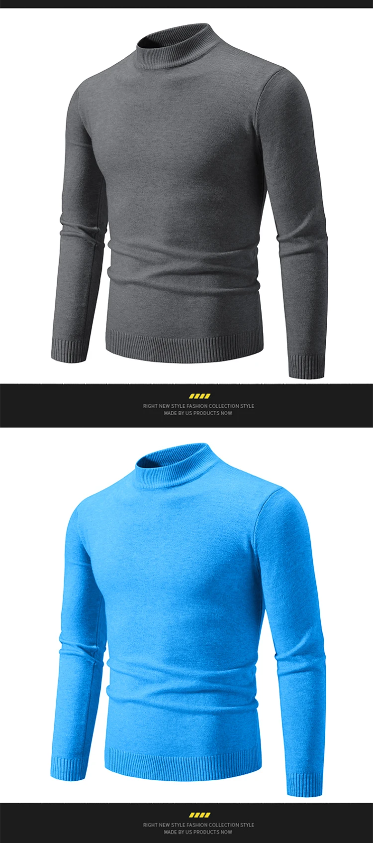 Neue Herbst Winter Designer Mode Hälfte Rollkragen Gestrickte Pullover Hohe Qualität Mens Casual Einfarbig Warme Frauen Pullover – Detail 17