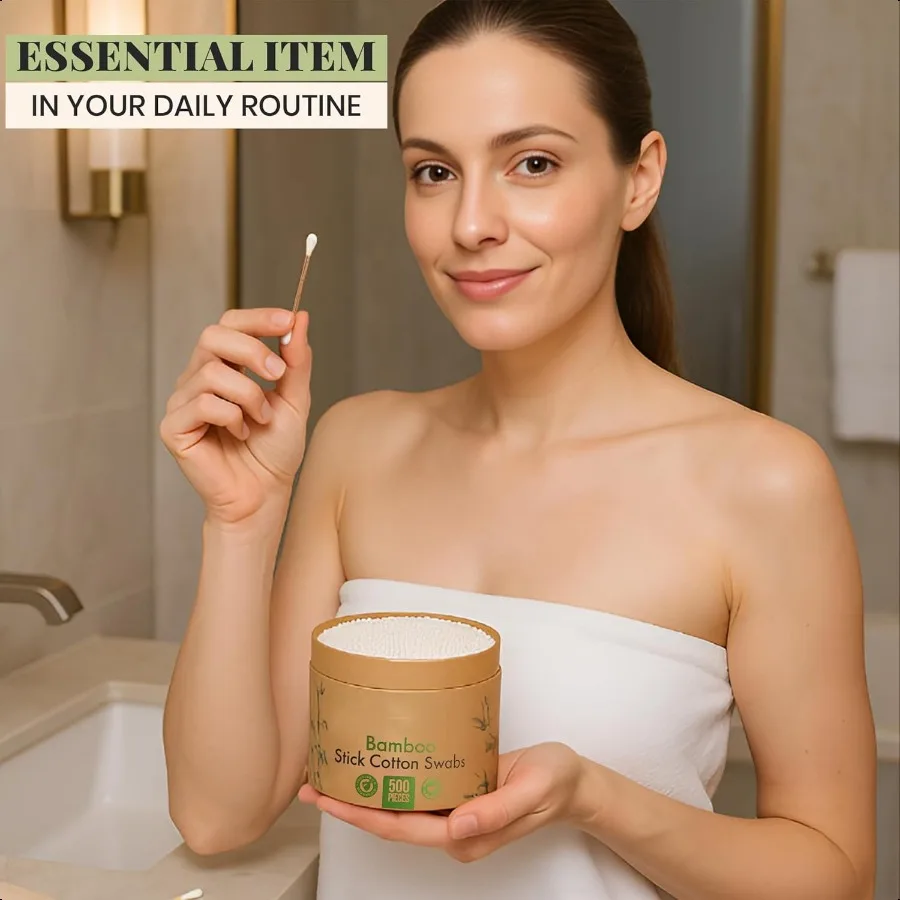 Tamponi di cotone in bambù naturale per orecchie Confezione da 500 Qtips con bambù gassato per una resistenza EcoFriendly Biodegradabile Vegan 100 C