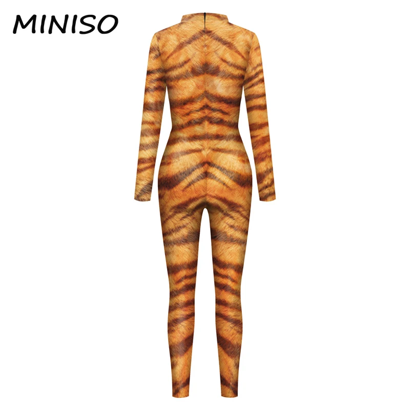 MINISO-Costumes de cosplay d'Halloween pour femmes, combinaisons imprimées en 3D d'animaux, costume de batterie sexy, tenues de performance de fête de carnaval, Zentai