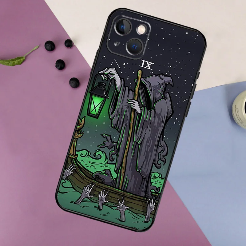 The Hermit Tarot Card Grim Reaper Case For iPhone 16 15 14 13 12 11 Pro Max Mini X XR XS Max 7 8 Plus 2 Bumper Cases Cover