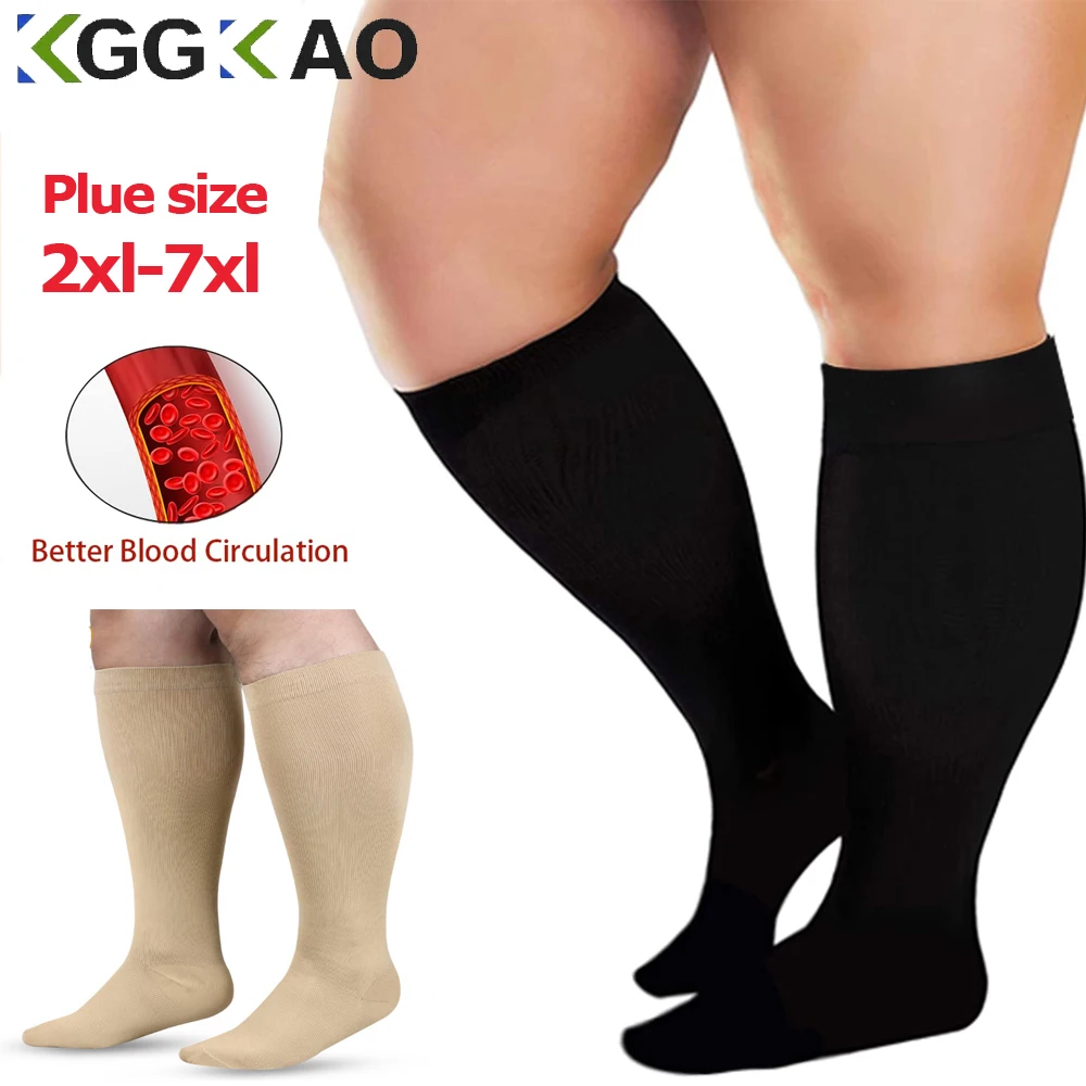 Chaussettes de Compression de Grande Taille pour Homme et Femme, Support Extra Haut au Genou pour le Survêtement, 1 Paire