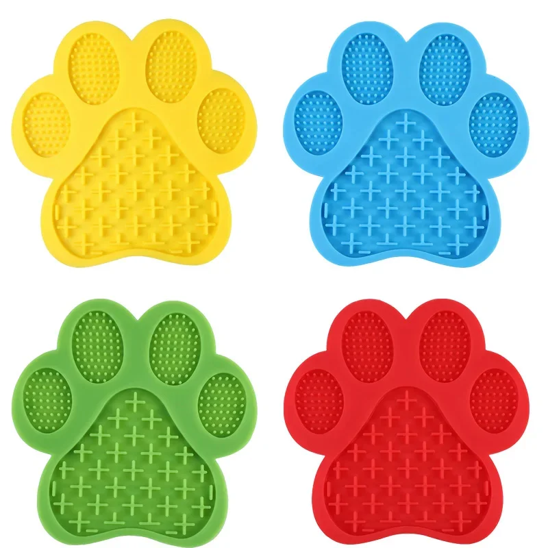 Dog Paw Silicone Pet Licking Mat Pet Slow Food Tray Dog Bath Distraction Silicone Dog Suction Cup Food Guard Training